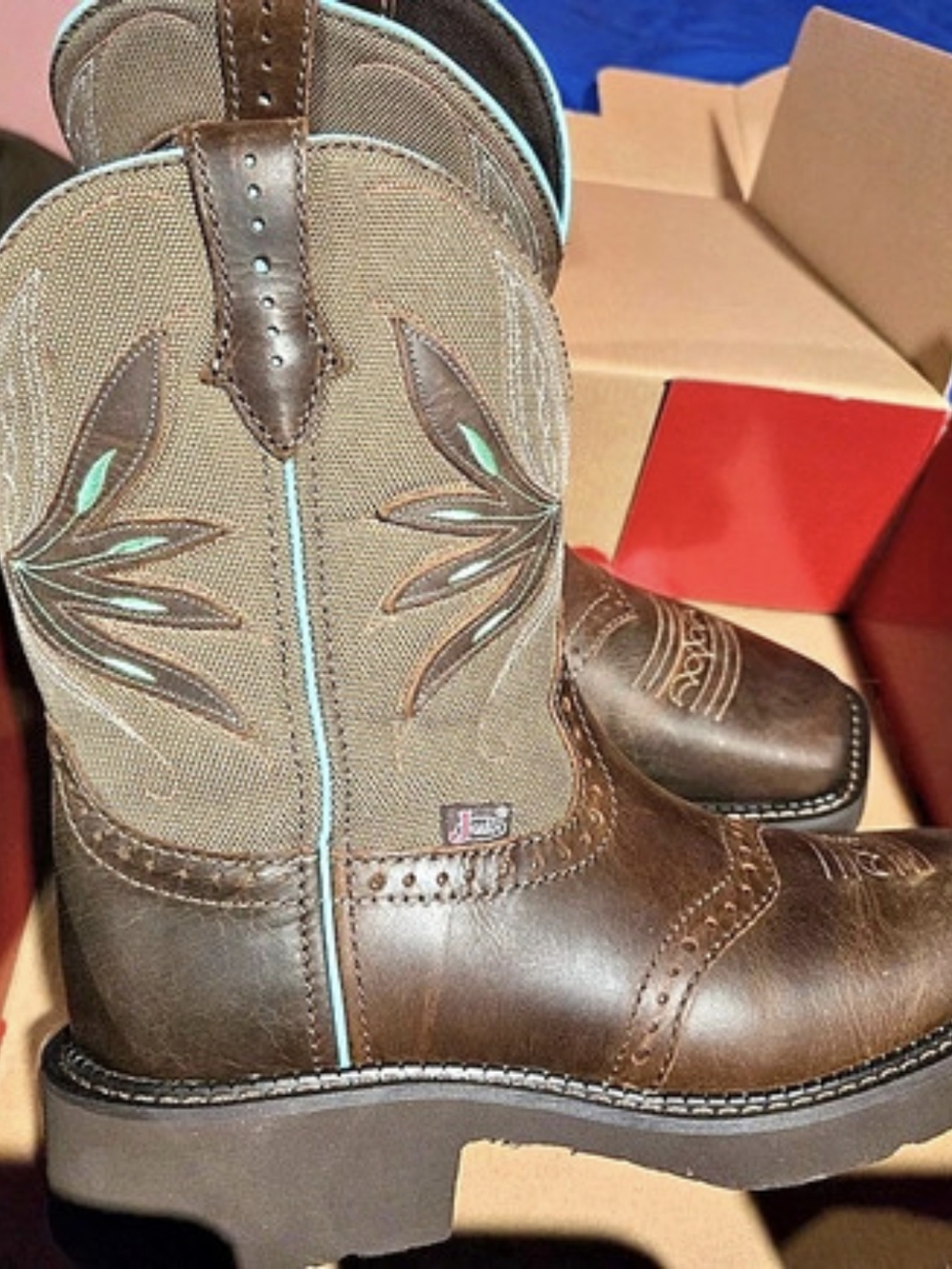 Nettie Brown Water Buffalo Western Boots Brown US 10 B Like New